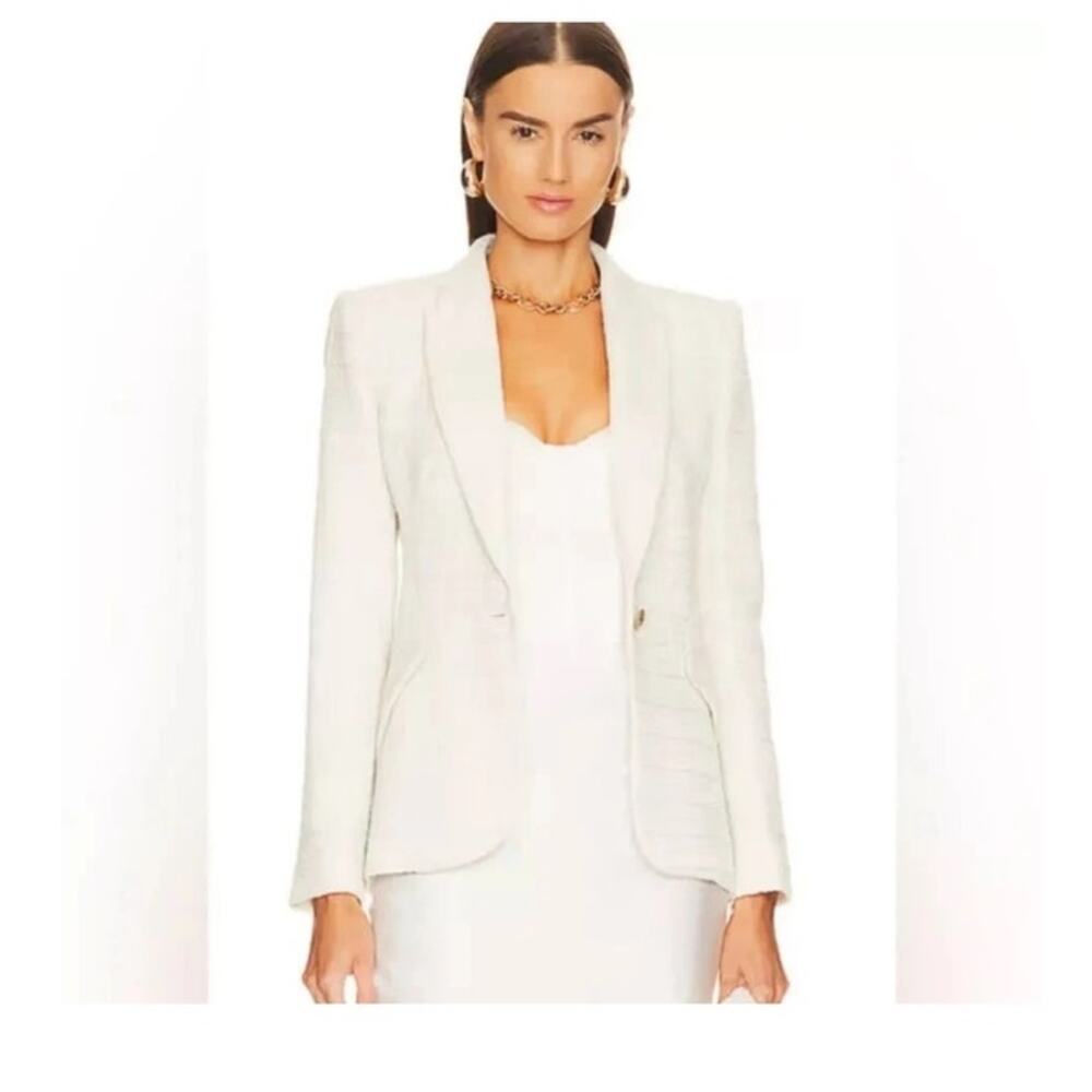 L'agence Chamberlain Blazer Single Button Safari Ecru Sparkle Cream 2 - Picture 6 of 16